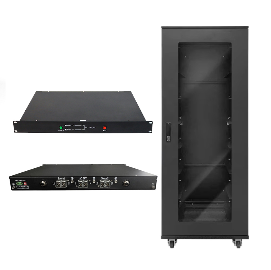 19-Inch Industrial Power Distribution Box Customized Rack-Mounted 25A 220VAC STS 1U Single-Phase Switch for Telecom